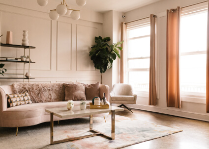 living room filled with furniture
